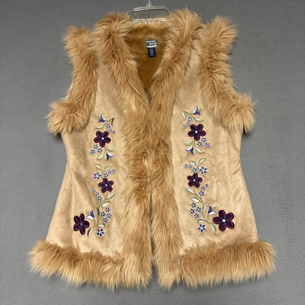 Limited Too My Scene Faux Suede Fur Vest Girls XXXL Embroidered Penny Lane Bratz